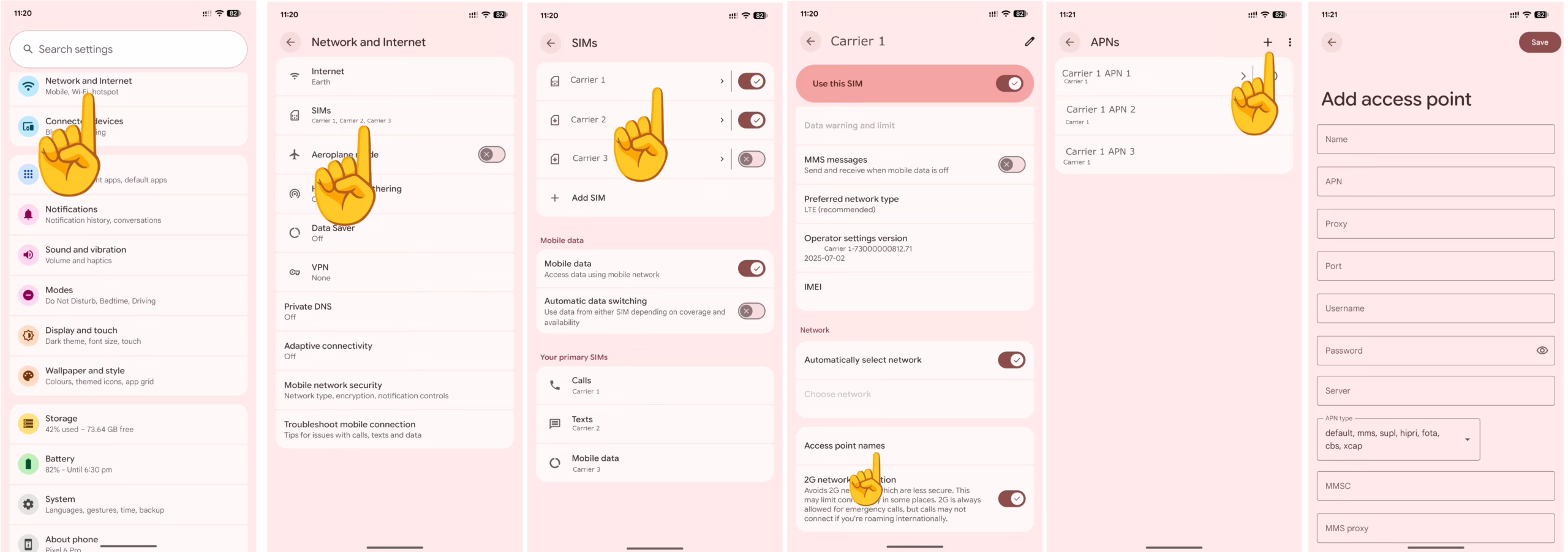 Android APN Settings Page